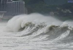 台风“天鸽”凶猛来袭　　海边小镇养殖户淡定迎风